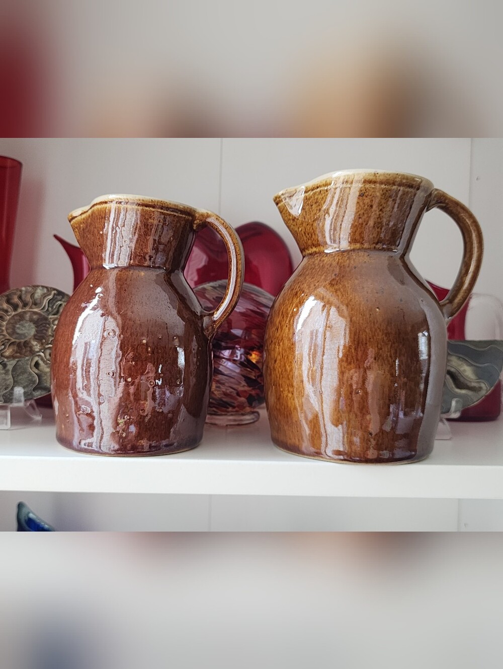 Gres Du Berry Stoneware Pitchers Pair Made In France